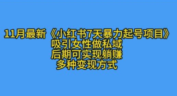 K总部落11月最新小红书7天暴力起号项目，吸引女性做私域【揭秘】-居居资源网