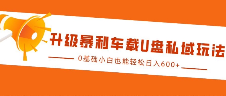 升级暴利车载U盘私域玩法，0基础小白也能轻松日入多张【揭秘】-居居资源网