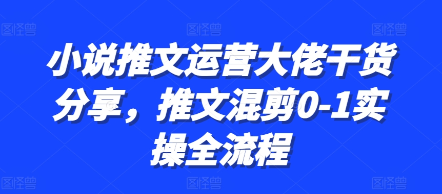 小说推文运营大佬干货分享，推文混剪0-1实操全流程-居居资源网