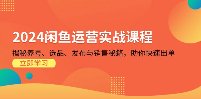 2024闲鱼运营实战课程：揭秘养号、选品、发布与销售秘籍，助你快速出单-居居资源网