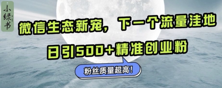 微信生态新宠小绿书：下一个流量洼地，日引500+精准创业粉，粉丝质量超高-居居资源网