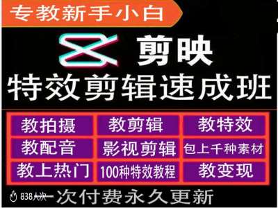 剪映特效教程和运营变现教程，特效剪辑速成班，专教新手小白-居居资源网