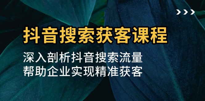 抖音搜索获客课程：深入剖析抖音搜索流量，帮助企业实现精准获客-居居资源网