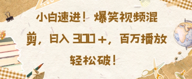 小白速进，爆笑视频混剪，日入3张，百万播放轻松破【揭秘】-居居资源网